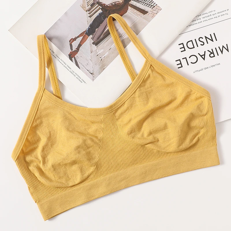 Femmes Push Up bustier tubulaire Sport sans couture soutiens - gorge sans coussinets haut court femme sans fil sous - vêtements couleur unie Sexy Lingerie intimes - Miniature 21