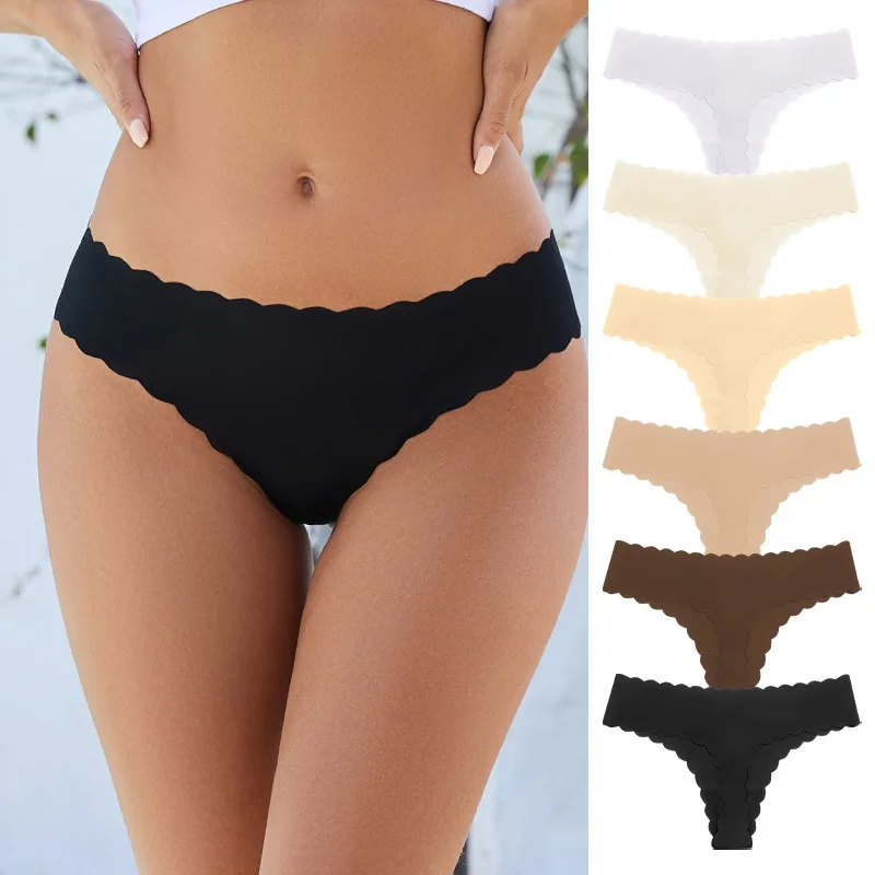 Invisible Seamless Thong - Women's High Elastic Yoga Ruffled Trim Low - Waist Sexy Sports Briefs - Image 1