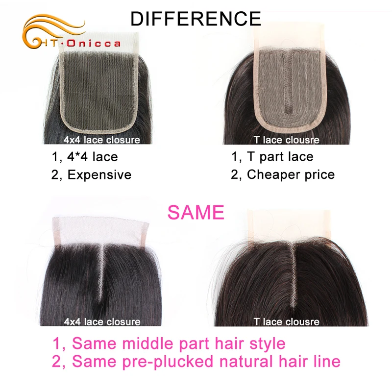 Perruque Lace Closure brésilienne naturelle – Meche, Cheveux humains, Body Wave, T Part, couleur naturelle - Miniature 6