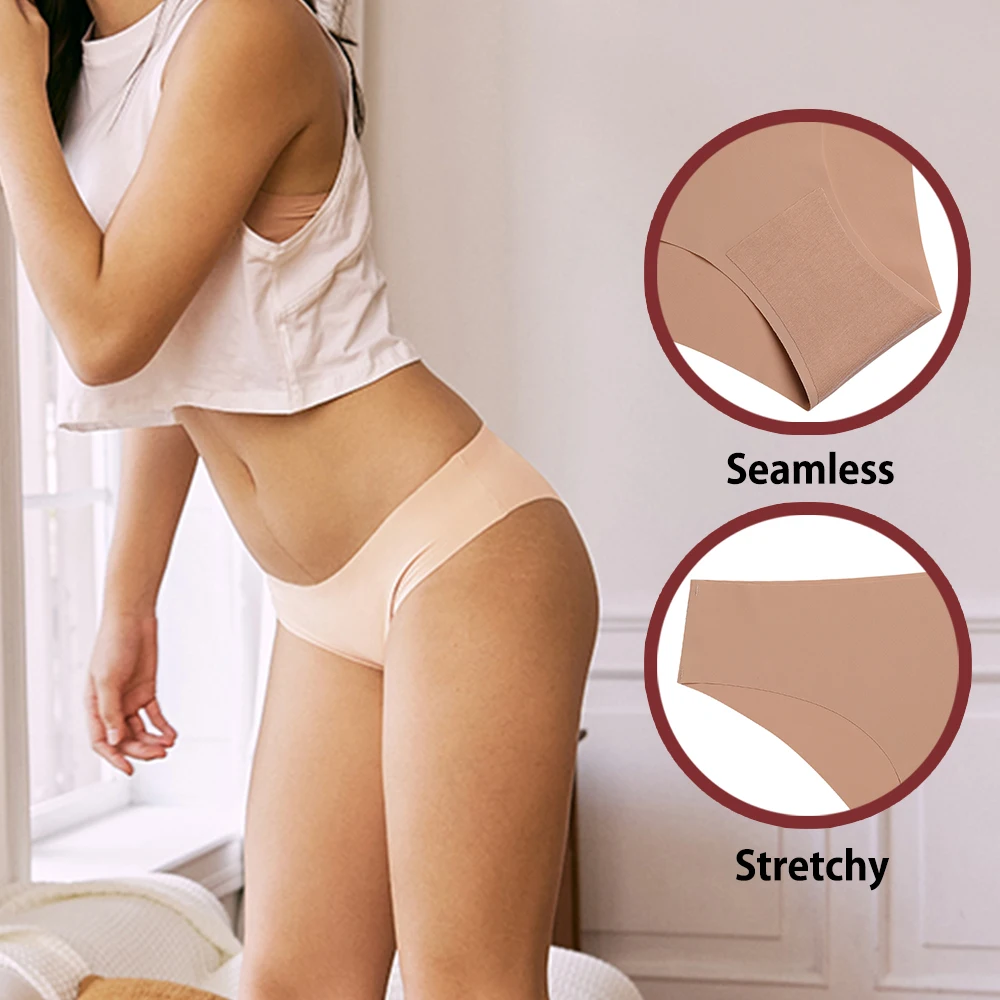 Ensemble de culottes sans couture respirantes pour femmes, sous - vêtements sexy, slips invisibles, taille basse, monochromatique, 3 pièces culotte invisible sans couture femme, culotte invisible femme - Miniature 3