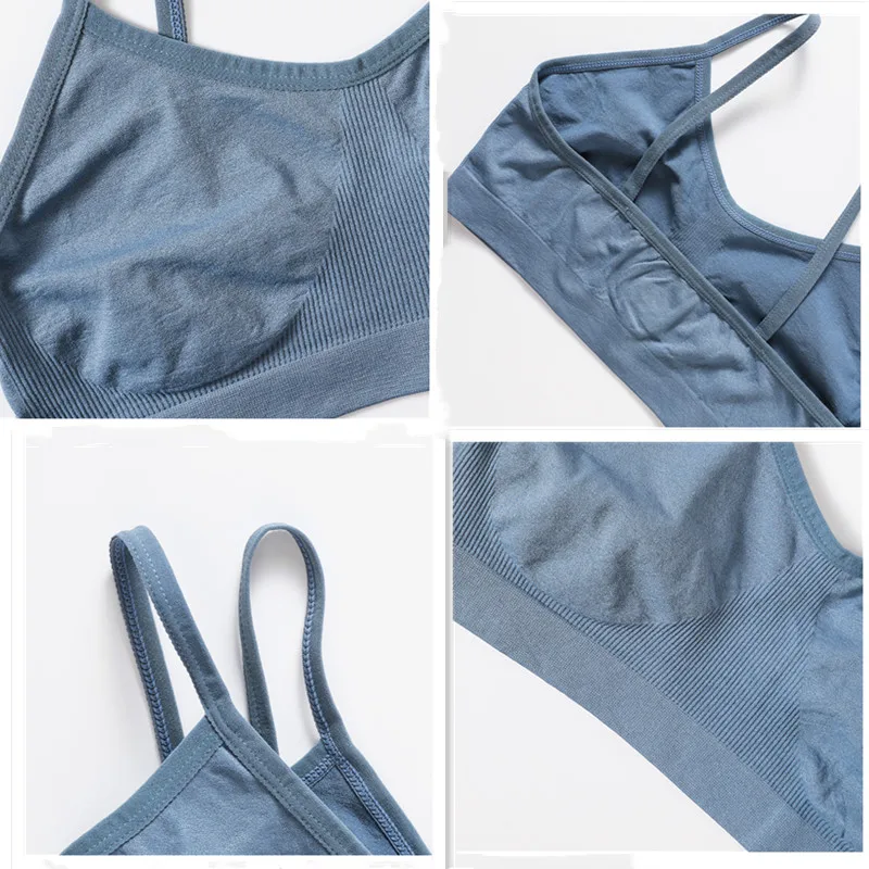 Femmes Push Up bustier tubulaire Sport sans couture soutiens - gorge sans coussinets haut court femme sans fil sous - vêtements couleur unie Sexy Lingerie intimes - Miniature 6