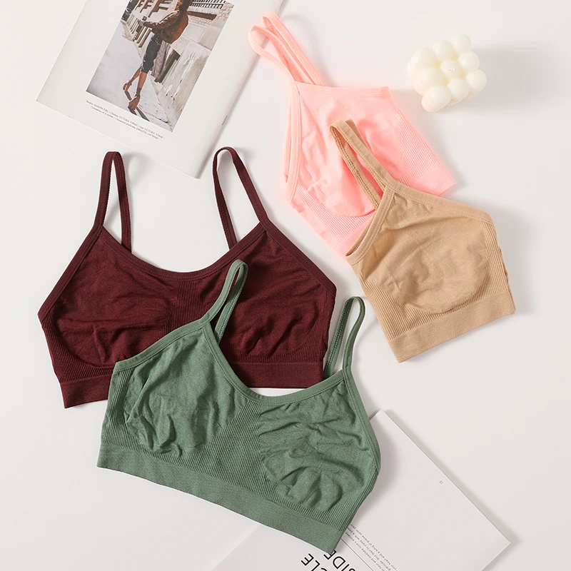 Femmes Push Up bustier tubulaire Sport sans couture soutiens - gorge sans coussinets haut court femme sans fil sous - vêtements couleur unie Sexy Lingerie intimes - Miniature 5