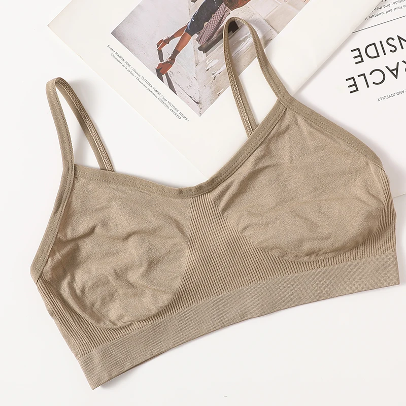 Femmes Push Up bustier tubulaire Sport sans couture soutiens - gorge sans coussinets haut court femme sans fil sous - vêtements couleur unie Sexy Lingerie intimes - Miniature 12