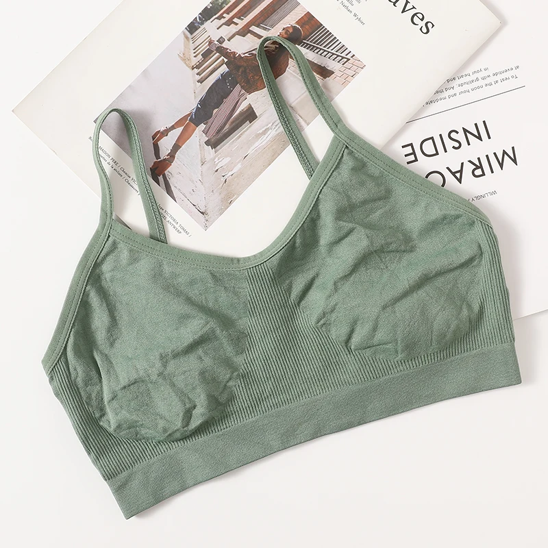 Femmes Push Up bustier tubulaire Sport sans couture soutiens - gorge sans coussinets haut court femme sans fil sous - vêtements couleur unie Sexy Lingerie intimes - Miniature 10