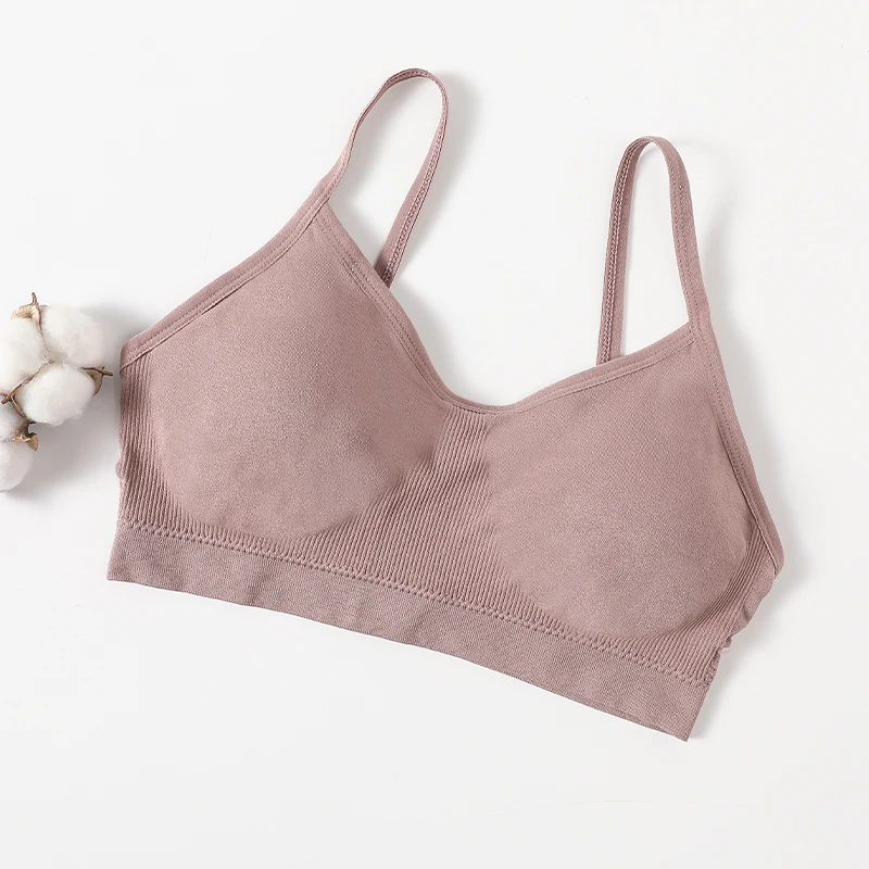 Femmes Push Up bustier tubulaire Sport sans couture soutiens - gorge sans coussinets haut court femme sans fil sous - vêtements couleur unie Sexy Lingerie intimes - Miniature 28