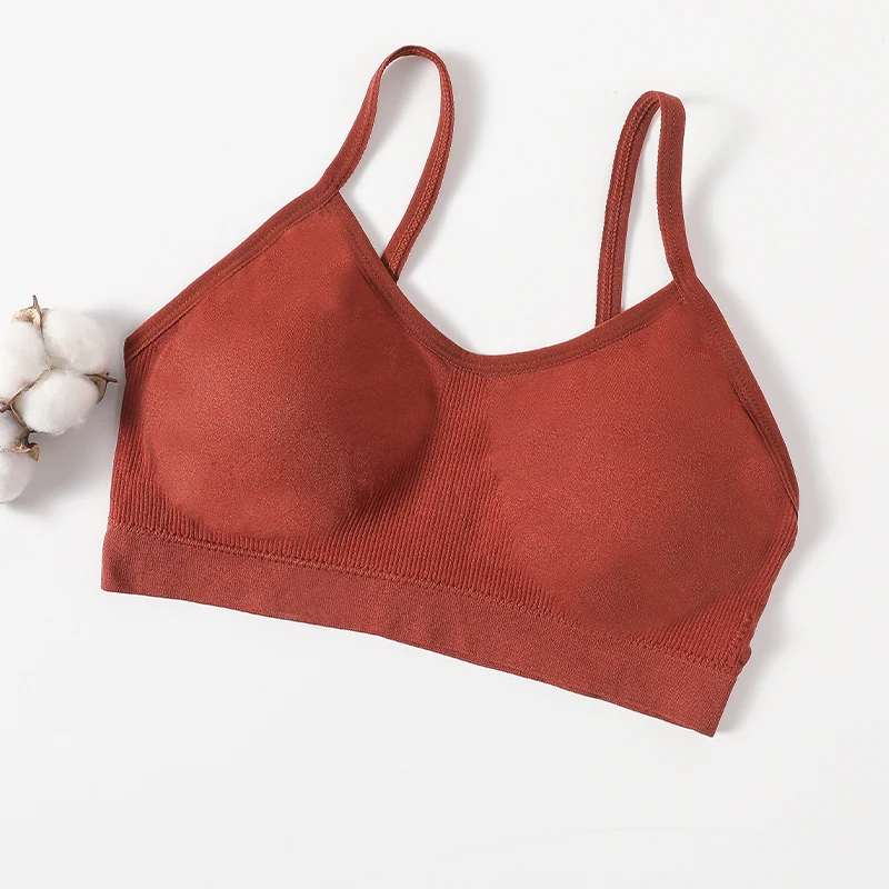 Femmes Push Up bustier tubulaire Sport sans couture soutiens - gorge sans coussinets haut court femme sans fil sous - vêtements couleur unie Sexy Lingerie intimes - Miniature 26