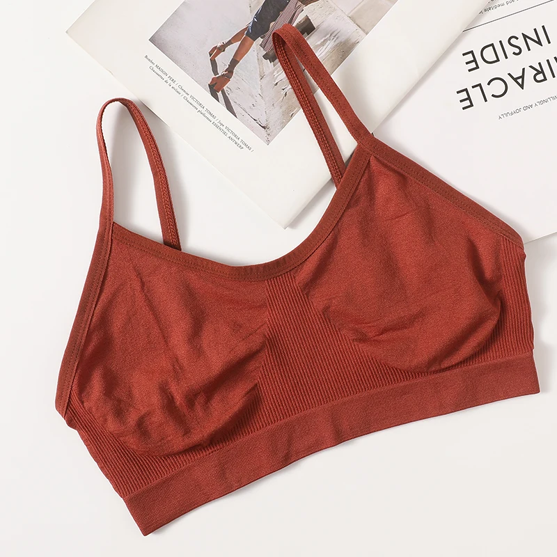 Femmes Push Up bustier tubulaire Sport sans couture soutiens - gorge sans coussinets haut court femme sans fil sous - vêtements couleur unie Sexy Lingerie intimes - Miniature 15