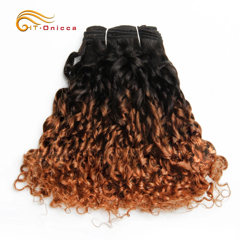 Mèches Brésiliennes Naturelles Remy avec Closure, Cheveux Humains, Couleur Blond Ombré 1B 30, Boucles Pixie, 240 g/Lot, 3 Lots - Miniature 6