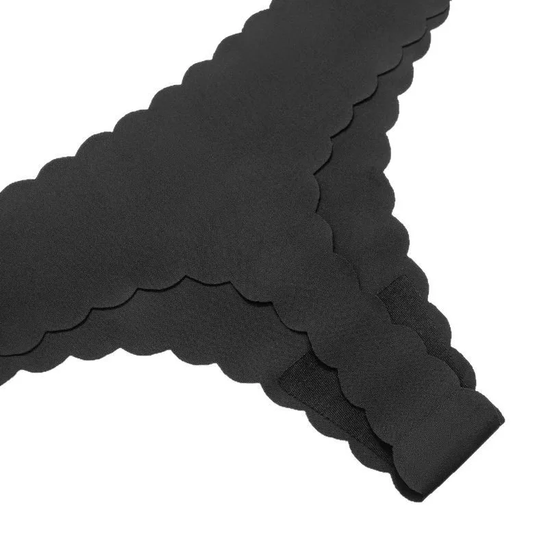 Invisible Seamless Thong - Women's High Elastic Yoga Ruffled Trim Low - Waist Sexy Sports Briefs - Miniature 5