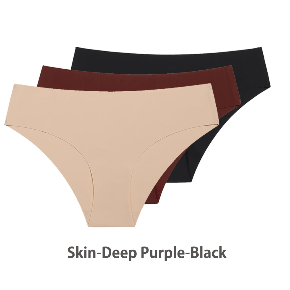 Ensemble de culottes sans couture respirantes pour femmes, sous - vêtements sexy, slips invisibles, taille basse, monochromatique, 3 pièces culotte invisible sans couture femme, culotte invisible femme - Miniature 7