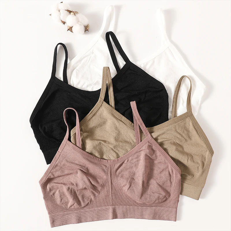Femmes Push Up bustier tubulaire Sport sans couture soutiens - gorge sans coussinets haut court femme sans fil sous - vêtements couleur unie Sexy Lingerie intimes - Miniature 4