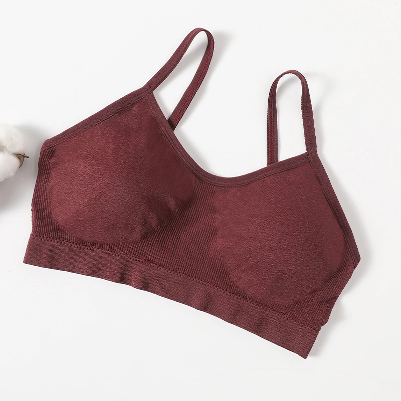 Femmes Push Up bustier tubulaire Sport sans couture soutiens - gorge sans coussinets haut court femme sans fil sous - vêtements couleur unie Sexy Lingerie intimes - Miniature 31