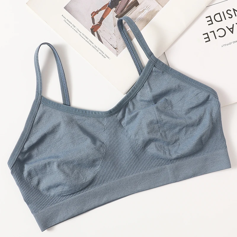 Femmes Push Up bustier tubulaire Sport sans couture soutiens - gorge sans coussinets haut court femme sans fil sous - vêtements couleur unie Sexy Lingerie intimes - Miniature 9