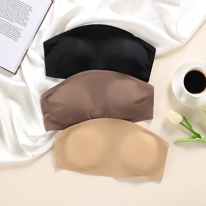 1 pièce/3 pièces/paquet nouveau Design amovible rembourré doux glace soie sans trace femmes sans fil sans couture soutien - gorge pour femmes soutien - gorge sans bretelles - Miniature 5