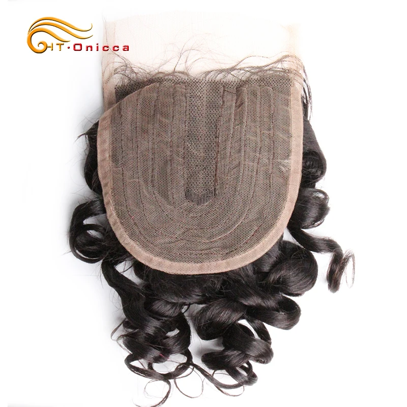 Fermeture de vague de corps cheveux humains brésiliens T partie fermeture de dentelle couleur naturelle Meche Bresilienne Cheveux Humain crépus bouclés fermeture - Miniature 6