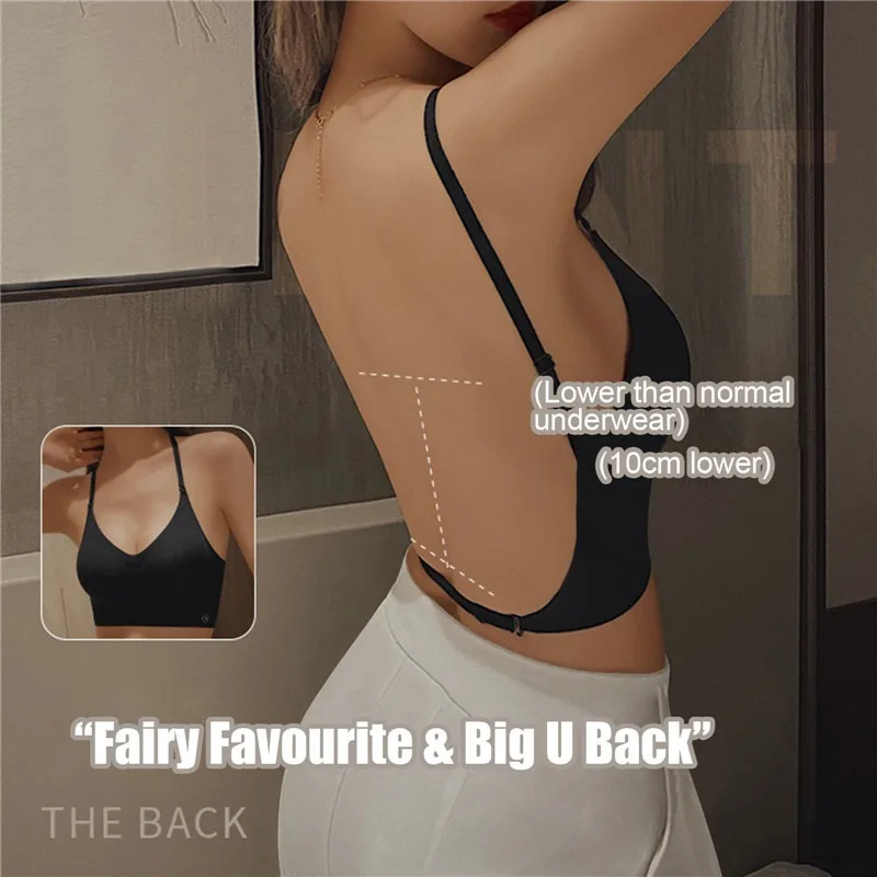Soutien - gorge Push Up Invisible, dos nu, Sexy, pour femmes, coupe basse, plongeant, dos ouvert, sous - vêtements de mariage, Lingerie sans couture, 2024 - Image 1