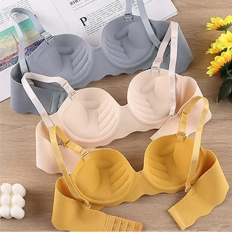 Soutien - gorge Sexy Push Up sous - vêtements sans couture femmes couleur unie sans fil Lingerie Feamle une pièce rassembler bretelles convertibles brassière - Image 1