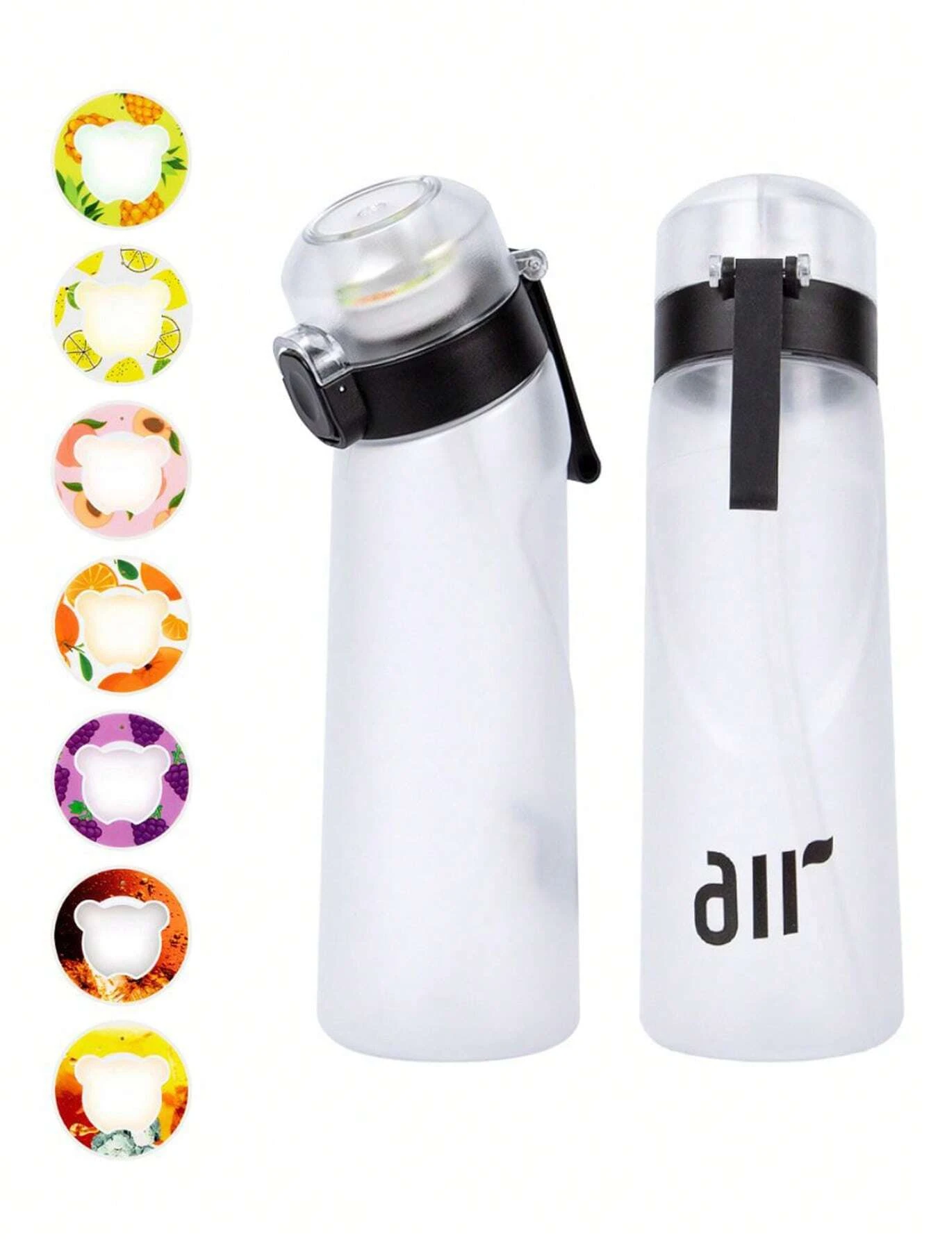 1 bouteille d'eau à air avec 1 dosette de saveur aléatoire portable transparente avec paille anti - fuite adaptée aux sports de plein air - Miniature 10