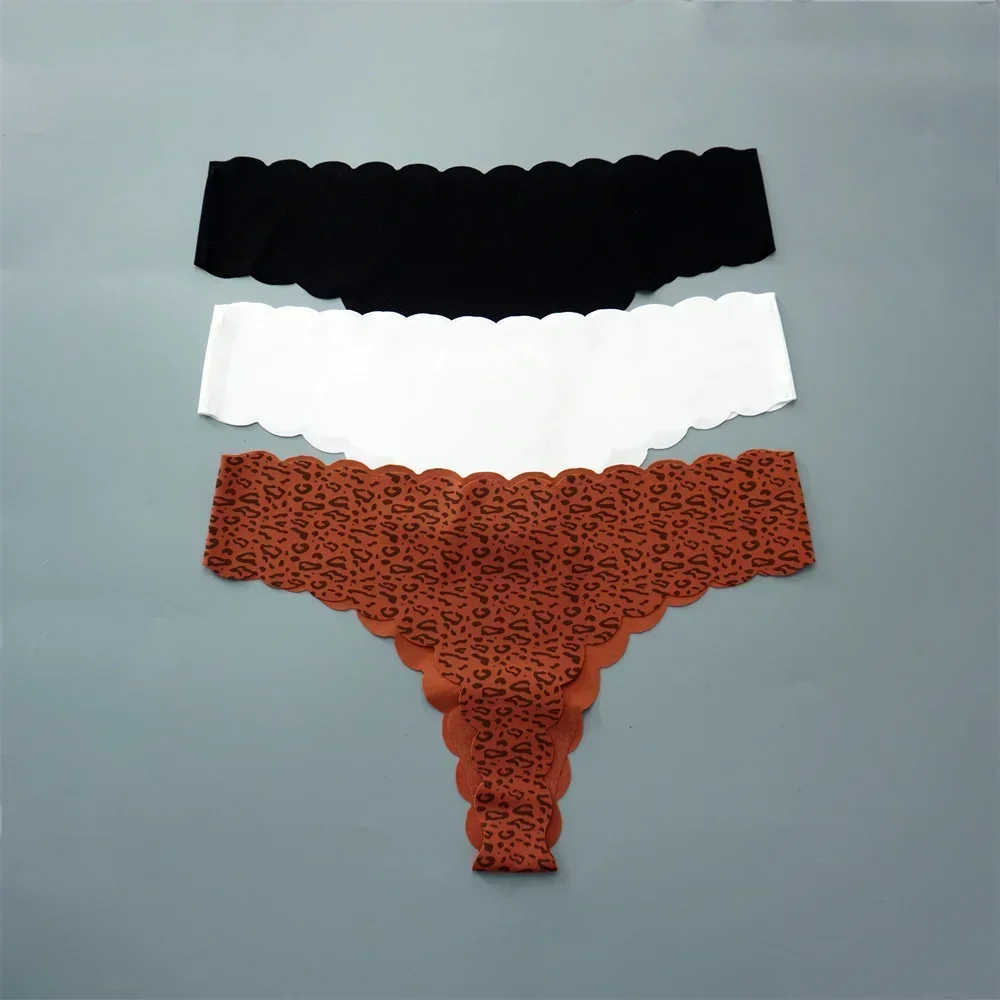 String en soie glacée pour femmes, 3 pièces/paquet, Super léger, sans couture, Lingerie Sexy, sous - vêtements, séchage rapide, culotte string, Tangas - Miniature 21