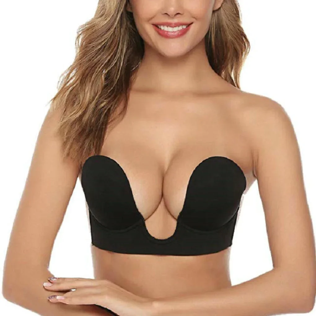 Soutien - gorge Push Up Invisible en Silicone, sans bretelles, robe de soirée de mariage, soutien - gorge collant, brassière respirante, sous - vêtements en U profond - Miniature 3