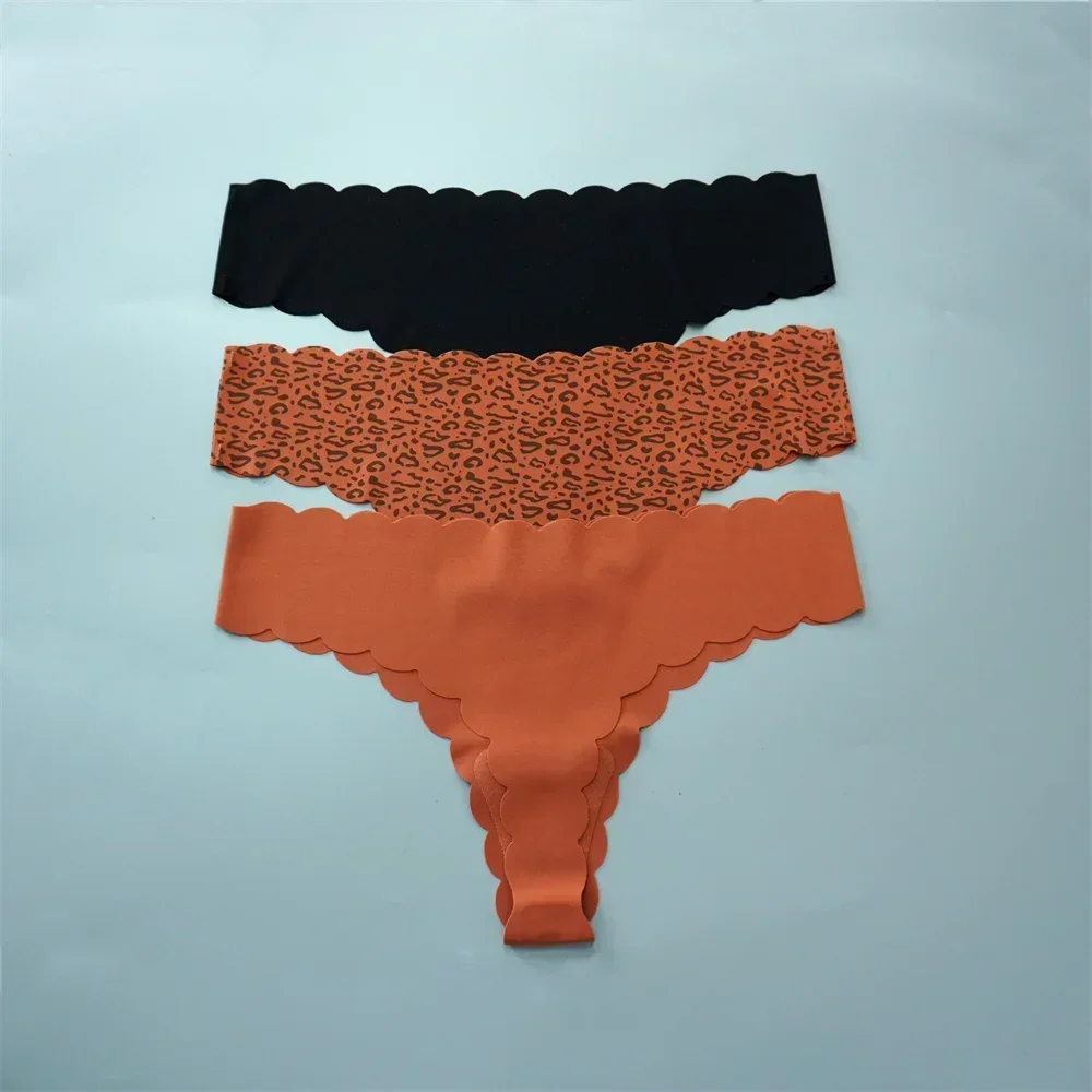 String en soie glacée pour femmes, 3 pièces/paquet, Super léger, sans couture, Lingerie Sexy, sous - vêtements, séchage rapide, culotte string, Tangas - Miniature 13