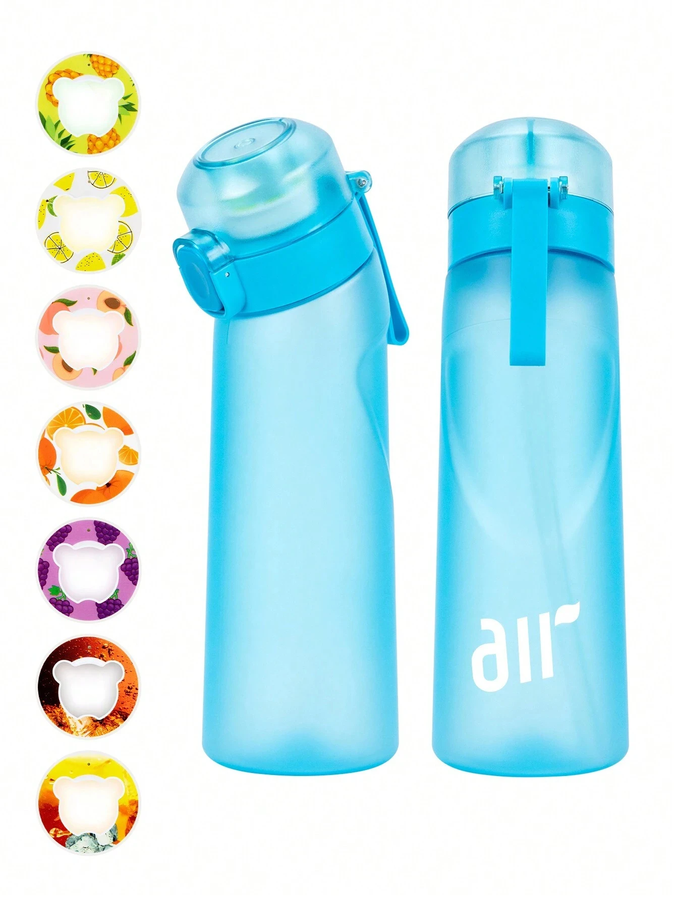 1 bouteille d'eau à air avec 1 dosette de saveur aléatoire portable transparente avec paille anti - fuite adaptée aux sports de plein air - Miniature 15