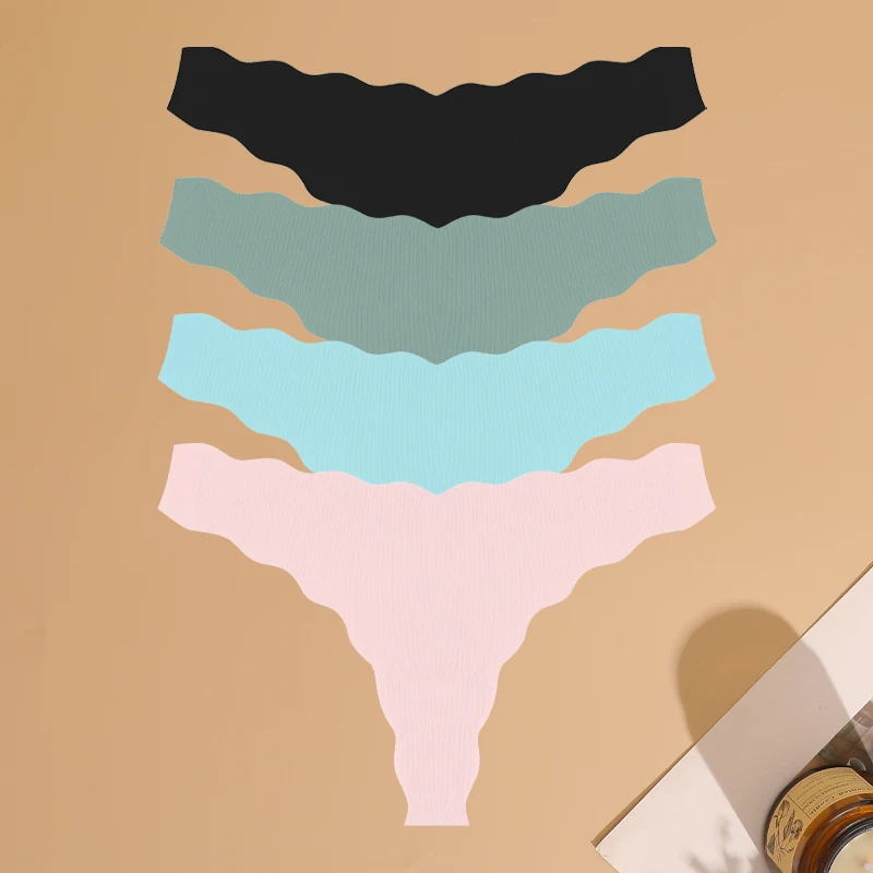Sous - vêtements en tricot sans couture pour femmes, culotte Ultra douce, Sexy, respirant, solide, taille basse, string extensible, t - back, 4 pièces - Miniature 13
