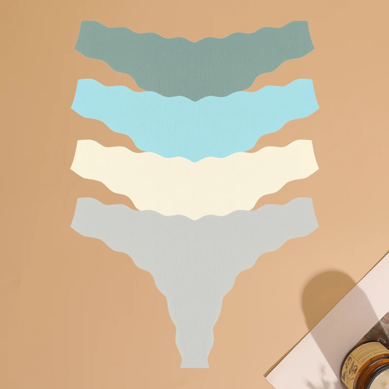 Sous - vêtements en tricot sans couture pour femmes, culotte Ultra douce, Sexy, respirant, solide, taille basse, string extensible, t - back, 4 pièces - Miniature 24