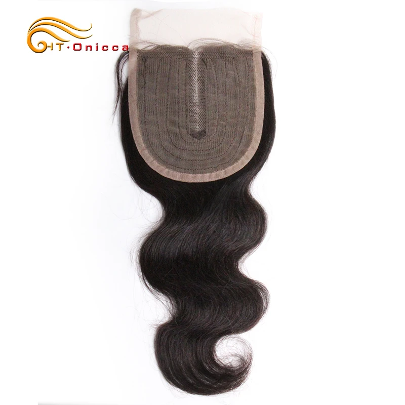 Fermeture de vague de corps cheveux humains brésiliens T partie fermeture de dentelle couleur naturelle Meche Bresilienne Cheveux Humain crépus bouclés fermeture - Miniature 10