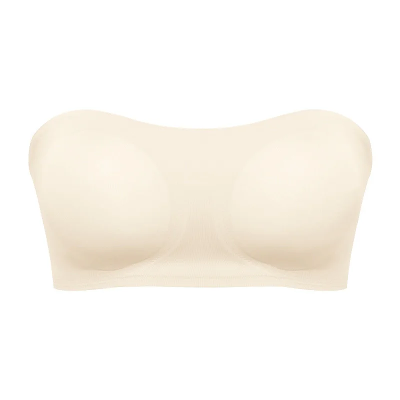 Soutien - gorge sans bretelles sans couture pour femmes, rembourré amovible, haut en soie glacée douce, sous - vêtements sans bretelles, sûr, antidérapant, Push Up, haut tubulaire Sexy - Miniature 13