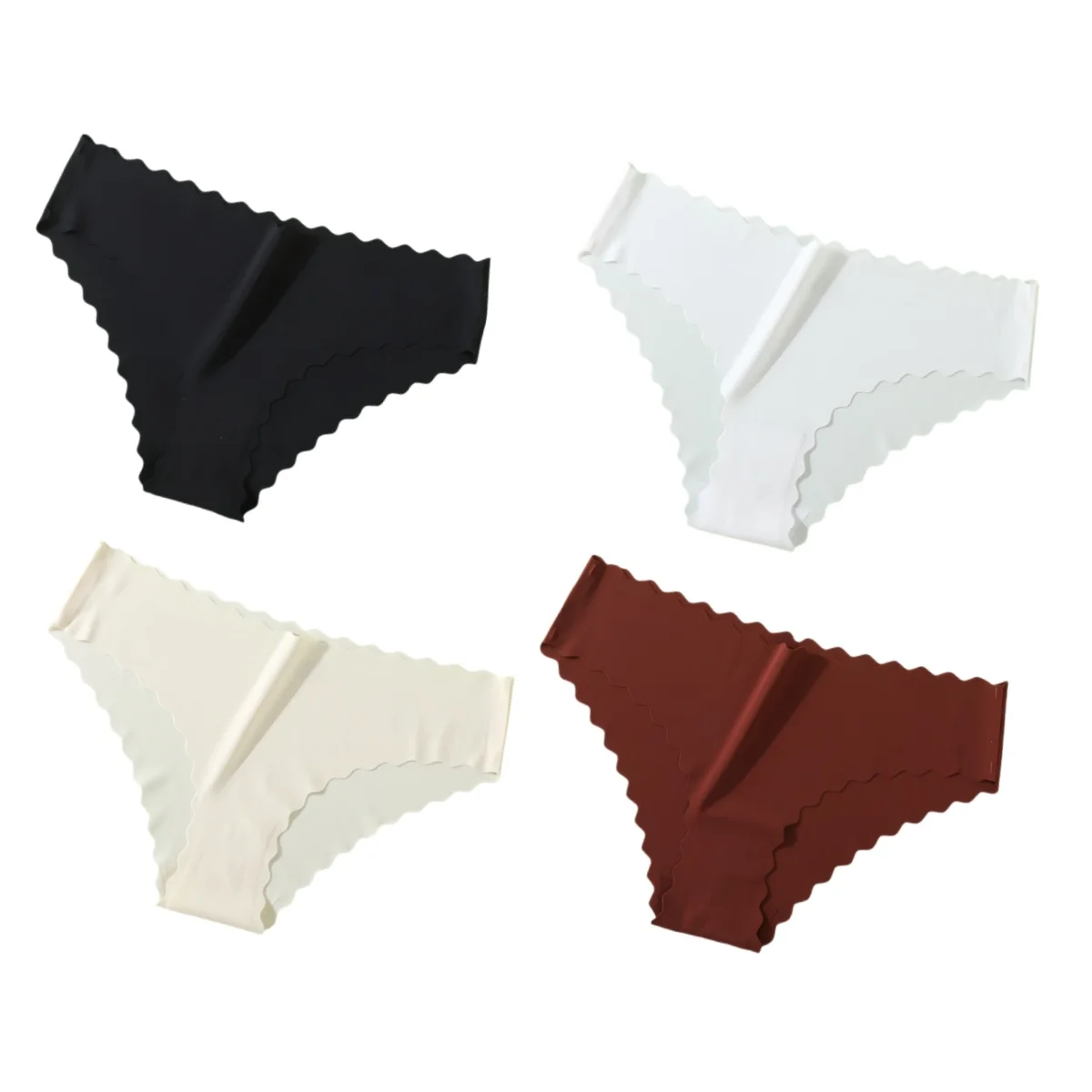 4 pièces/ensemble culottes classiques femmes taille basse slips femme sous - vêtements couleur unie culotte en soie glacée Lingerie Sexy XS - XL - Miniature 35