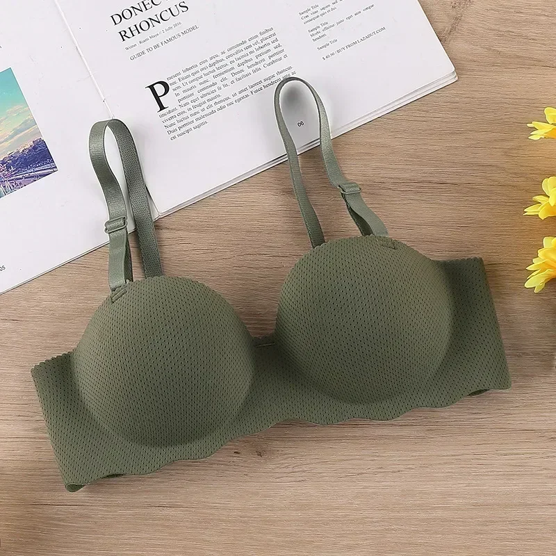 Soutien - gorge Sexy Push Up sous - vêtements sans couture femmes couleur unie sans fil Lingerie Feamle une pièce rassembler bretelles convertibles brassière - Miniature 17