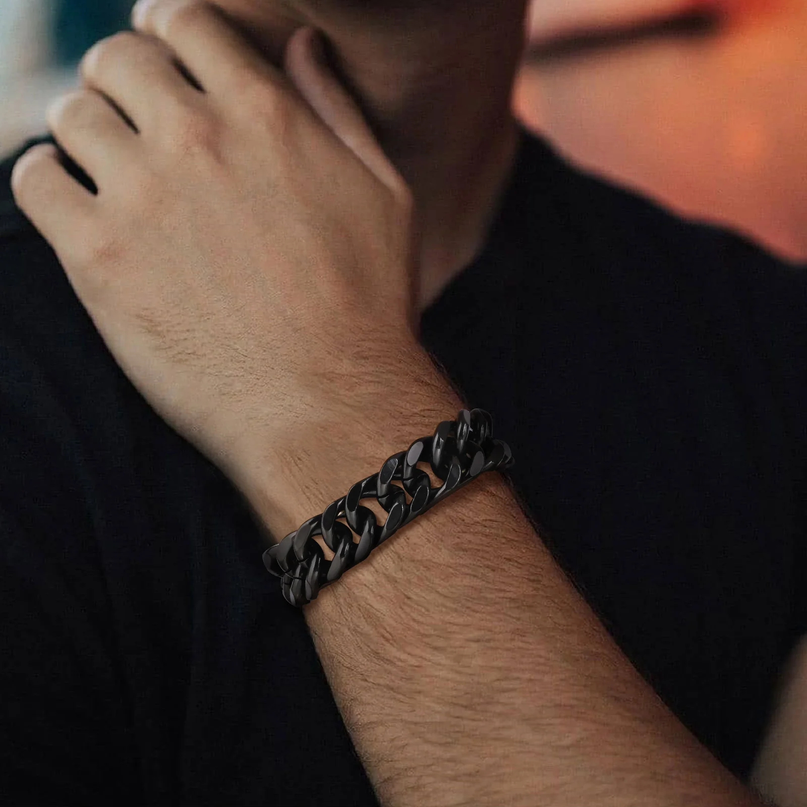 Vnox - Bracelets cubains en acier inoxydable pour hommes, 10/12/15mm de largeur, bijoux hip hop pour garçons - Miniature 3