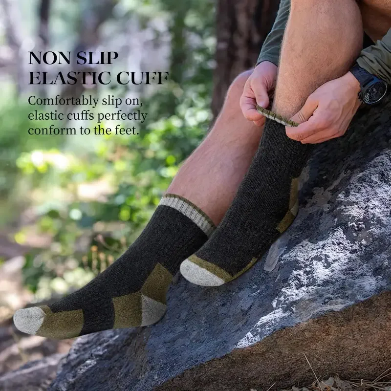 Chaussettes d'hiver en laine mérinos pour hommes et femmes, épaisses, chaudes, évacuant l'humidité, de randonnée, thermiques, respirantes, durables, pour cyclisme en plein air - pas cher - livraison - Miniature 4