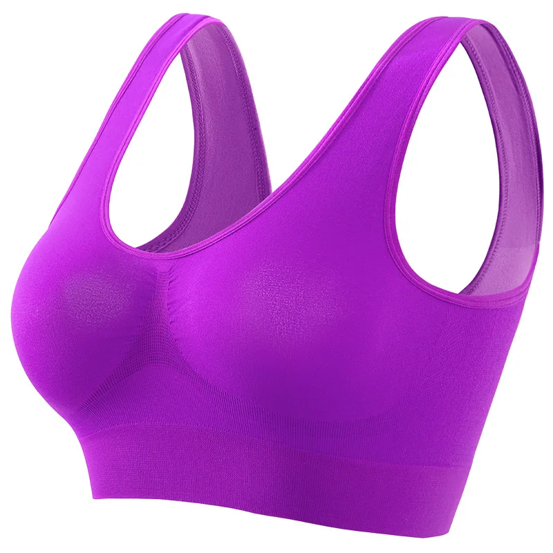 Soutien - gorge de Sport pour femmes, grande taille, sans anneau en acier, sous - vêtements sans couture, coussinet de poitrine amovible, course à pied, gilet de Yoga, 1 pièces - Miniature 5