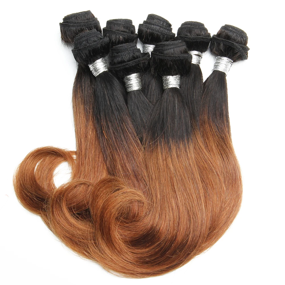Bundles brésiliens de cheveux humains bouclés pour femmes, Ombre, Bob, Extensions, T1b, 27, 30, 8 Bundles - Image 1