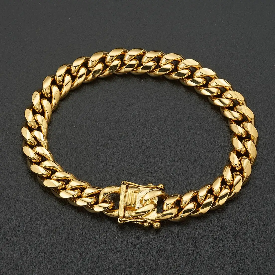 Bracelet en acier inoxydable couleur or/or Rose, chaîne à maillons cubains, bijoux 7 - 11 pouces pour hommes et femmes, 8/10/12/14/16/18mm - Miniature 5