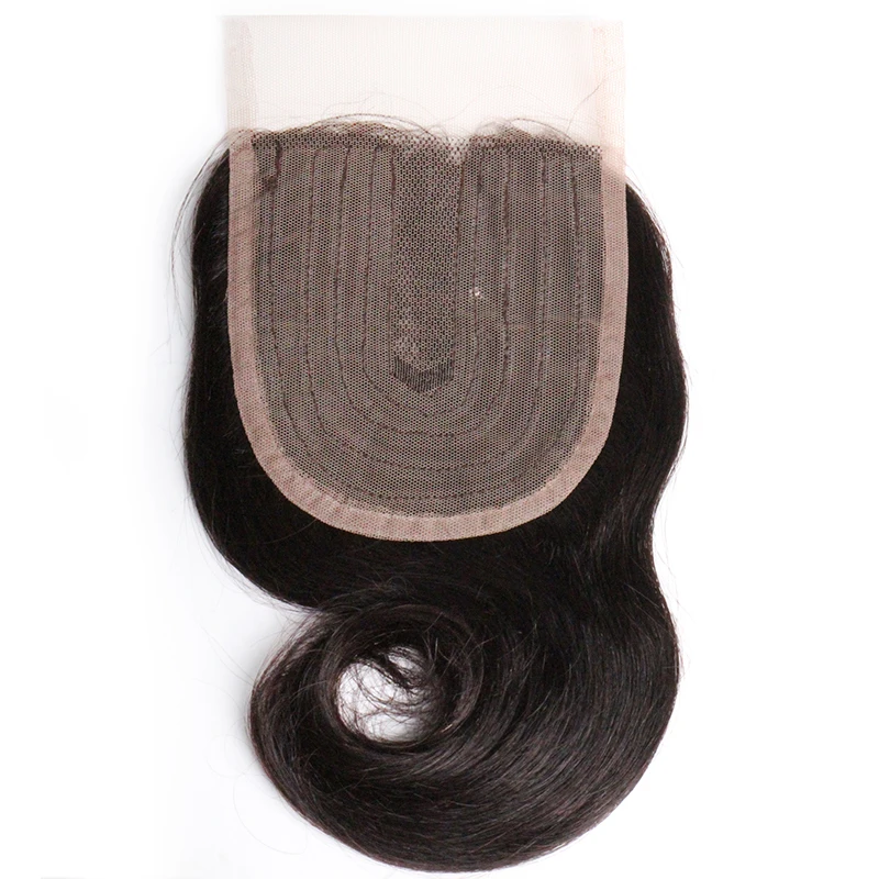 Perruque Lace Closure brésilienne naturelle – Meche, Cheveux humains, Body Wave, T Part, couleur naturelle - Miniature 12
