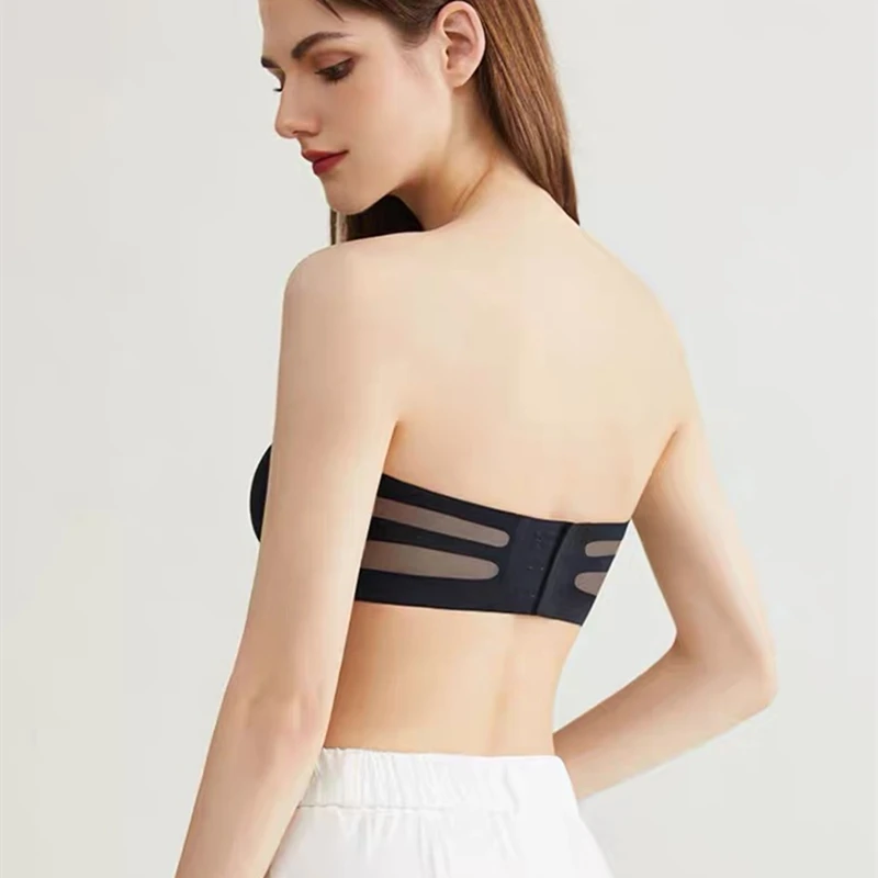 Soutien - gorge push - up sans bretelles anti - ald, style banrib, invisible, une pièce, sans bretelles, pour mariage, sexy, petite poitrine, été - Miniature 4