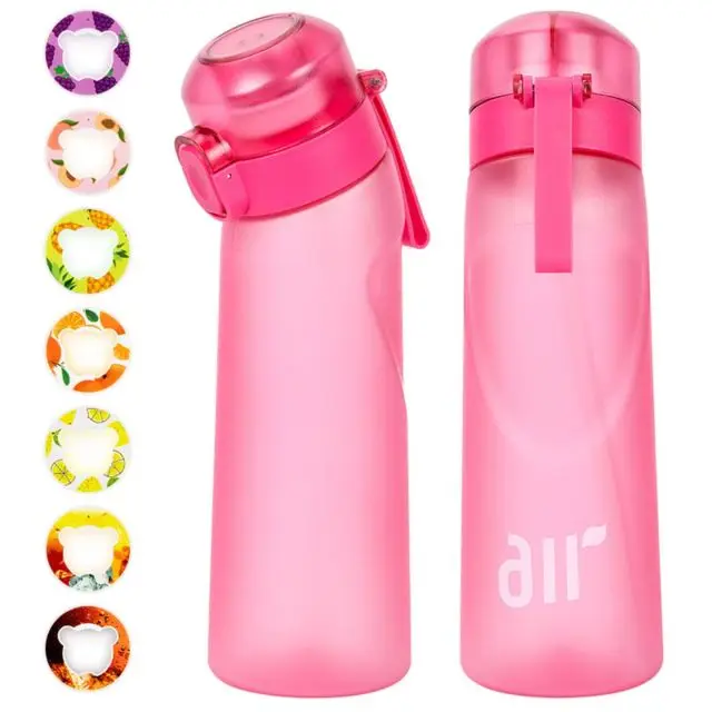 1 bouteille d'eau à air avec 1 dosette de saveur aléatoire portable transparente avec paille anti - fuite adaptée aux sports de plein air - Miniature 7
