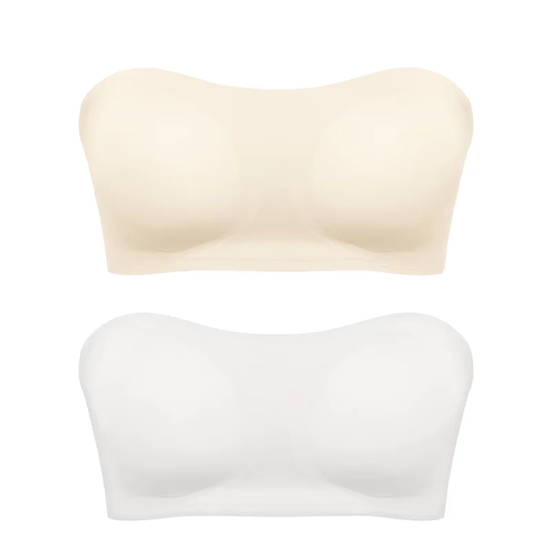 Soutien - gorge sans bretelles sans couture pour femmes, rembourré amovible, haut en soie glacée douce, sous - vêtements sans bretelles, sûr, antidérapant, Push Up, haut tubulaire Sexy - Miniature 12