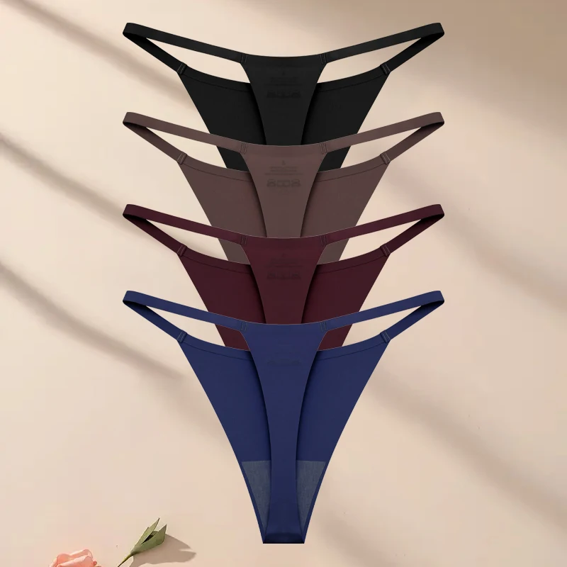 Ensemble de sous - vêtements ultra - minces sans couture pour femmes, culotte sexy à ceinture fine, string de haute commande pour filles, string respirant, lingerie féminine, 4 pièces, 12 pièces - Miniature 8