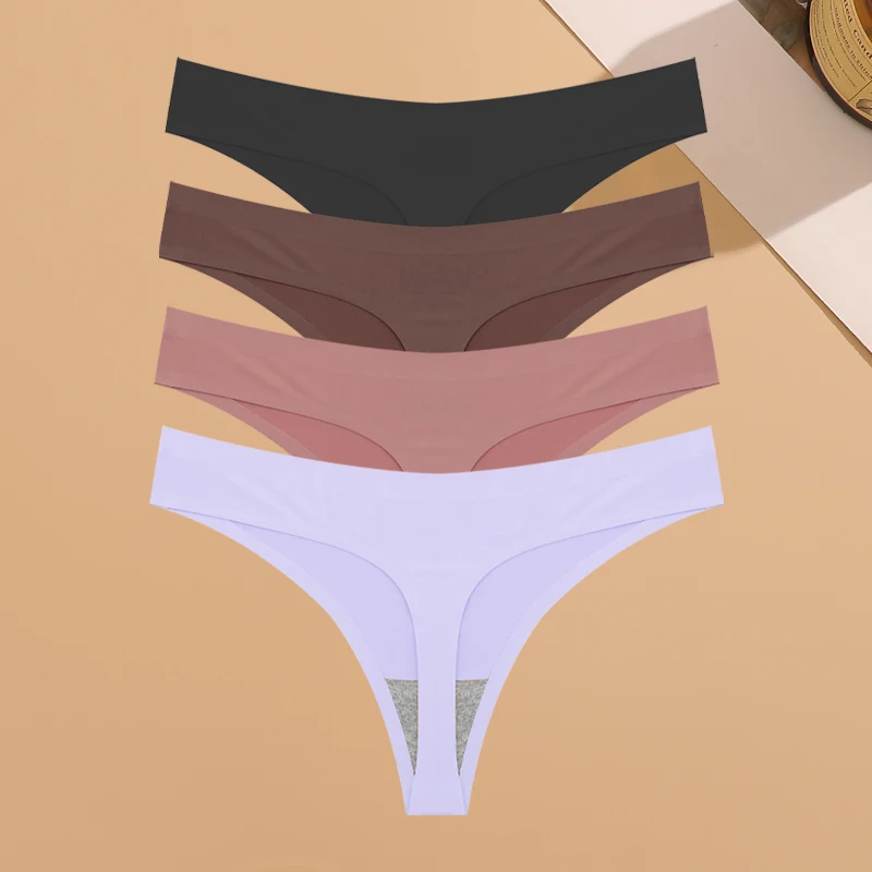 Sous - vêtements sans couture ultra - minces pour femmes, culottes invisibles, tongs de glace sexy, bikini taille basse respirant, lingerie extensible, 4 pièces - Miniature 22