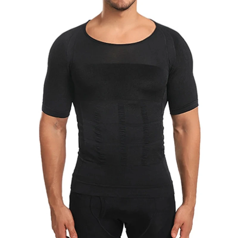Ceinture de contrôle du ventre pour hommes, chemises de Compression amincissantes, sous - vêtements de Fitness, brûle les graisses, Corset de liaison abdominale - Miniature 5