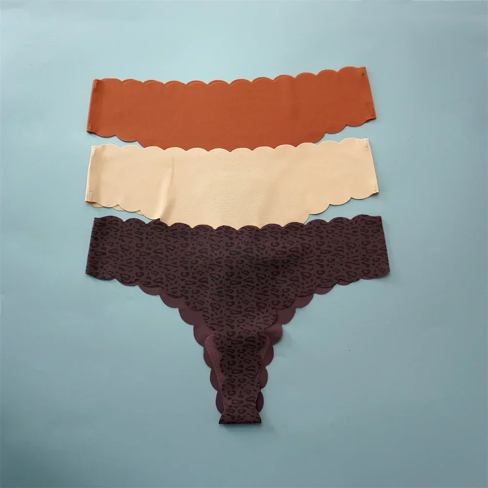 String en soie glacée pour femmes, 3 pièces/paquet, Super léger, sans couture, Lingerie Sexy, sous - vêtements, séchage rapide, culotte string, Tangas - Miniature 32