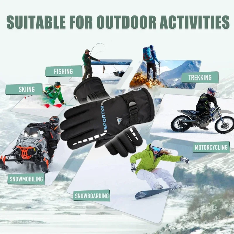 Gants de cyclisme d'hiver imperméables et antidérapants, pour Sports de plein air, Ski, cyclisme, Moto, chauds, unisexe, équipements de Moto, accessoires - pas cher - livraison - Miniature 6