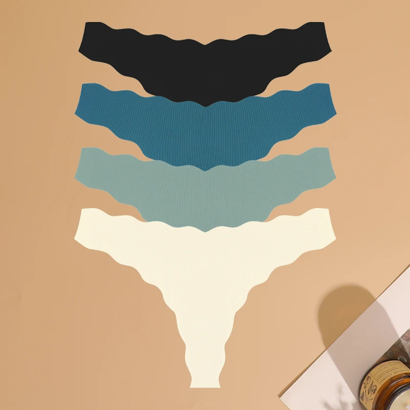 FINETOO - String Ultra Doux Sans Couture pour Femme, Culotte Invisible et Respirante, Sous - Vêtement Sexy de Couleur Unie, 4 Pièces - Miniature 12
