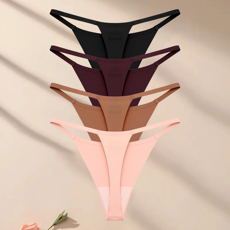 Ensemble de sous - vêtements ultra - minces sans couture pour femmes, culotte sexy à ceinture fine, string de haute commande pour filles, string respirant, lingerie féminine, 4 pièces, 12 pièces - Miniature 14