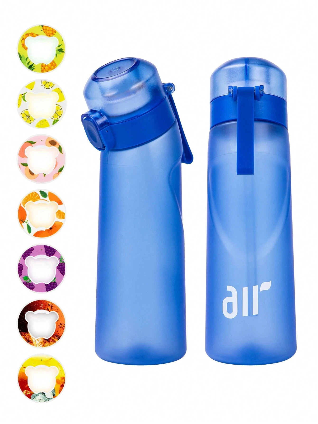 1 bouteille d'eau à air avec 1 dosette de saveur aléatoire portable transparente avec paille anti - fuite adaptée aux sports de plein air - Miniature 11