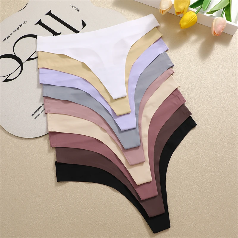 Sous - vêtements sans couture ultra - minces pour femmes, culottes invisibles, tongs de glace sexy, bikini taille basse respirant, lingerie extensible, 4 pièces - Miniature 2